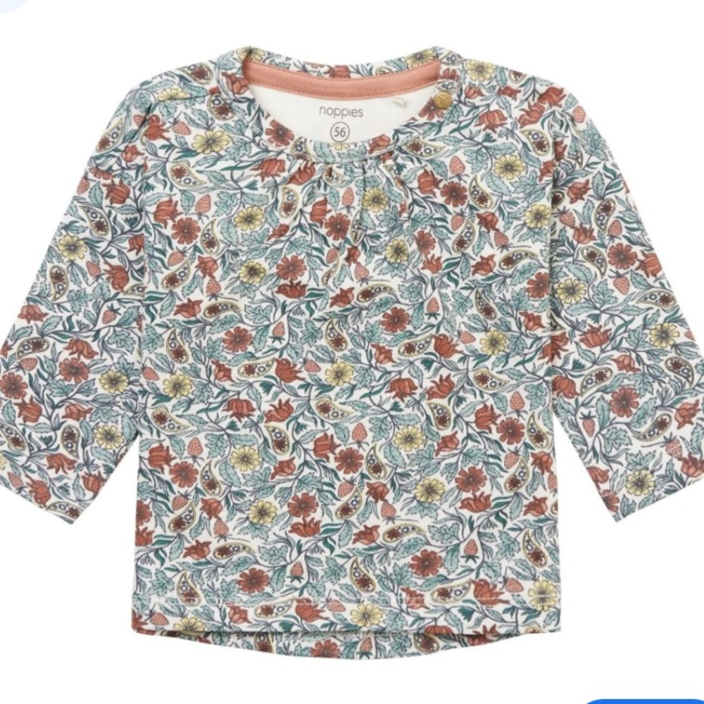 🍊5/$25 NWOT Noppies Organic Kids Long Sleeve Floral Tee size 4-6m